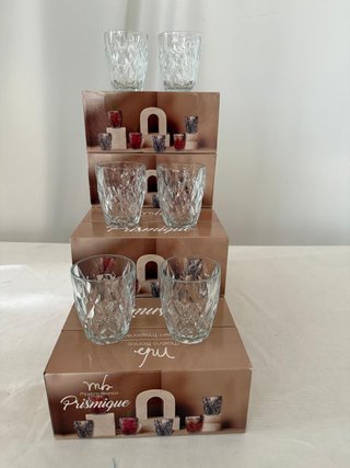 Set 6 Bicchieri Vetro Decorato Trasparente