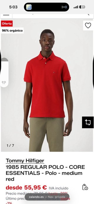 Polo Tommy Hilfiger Rojo Talla L