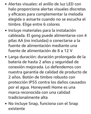 Timbre LED Inalámbrico Honeywell Home Serie 9