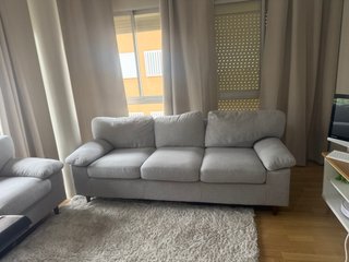 Sofá 3 plazas gris tela