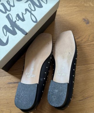 Bailarinas piel negras tachuelas plateadas