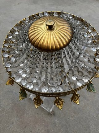 Lámpara Plafón Vintage Bronce y Cristal