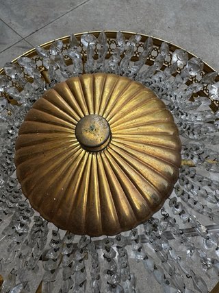 Lámpara Plafón Vintage Bronce y Cristal