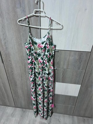 Vestido largo estampado tropical