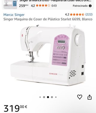 Máquina de coser Singer Starlet 6699 con tapa