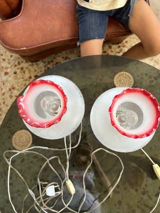 Lámparas de mesilla de cristal y mármol antiguas