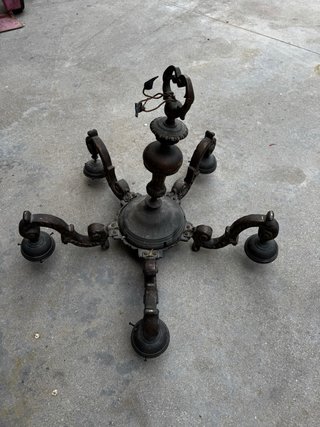 Lámpara Plafón Antigua Bronce y Cristal