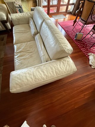 Sofá Natuzzi 2 y 3 plazas cuero blanco