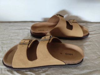 Sandalias planas piel doble hebilla bio 39 arena