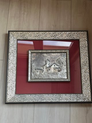 Cuadro Decorativo Plata y Rojo