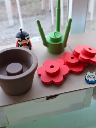 Flores Rojas LEGO Maceta