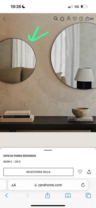 Espejo Zara Home 60cm Dorado RECOGIDA BARCELONA!!