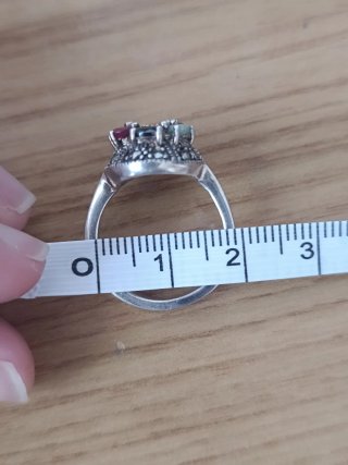 Anillo Plata 925 Vintage: Rubí, Esmeralda, Zafiro