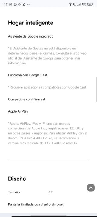 Smart TV Xiaomi 43 A Pro 2026 QLED 4K Google TV