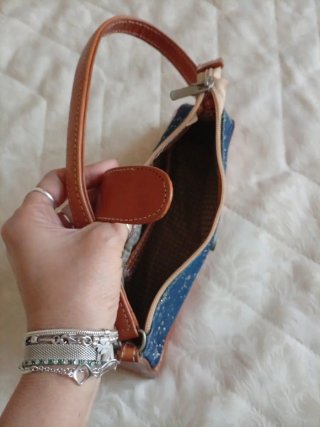 Borsetta artigianale Denim e Cuoio vintage