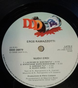 LP Eros Ramazzotti - Nuovi Eroi - 1986