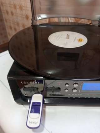 Radio Tocadiscos USB Lauson Negro/Plata