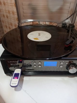 Radio Tocadiscos USB Lauson Negro/Plata