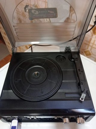 Radio Tocadiscos USB Lauson Negro/Plata