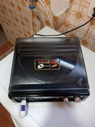 Radio Tocadiscos USB Lauson Negro/Plata