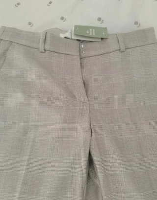 Pantalón de vestir cuadros beige/gris