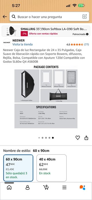 Neewer Caja de Luz Rectangular 24x35 Pulgadas