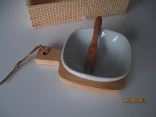 Set 2 ciotoline aperitivo legno e ceramica