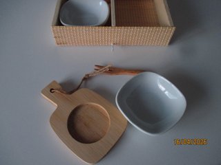 Set 2 ciotoline aperitivo legno e ceramica