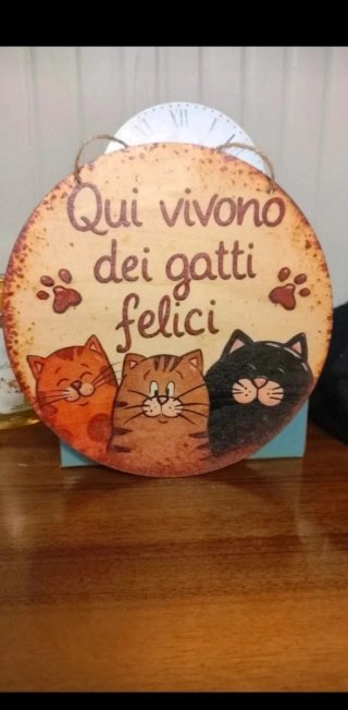 Decorazione in legno 20x 20 cm simpatica Gatti