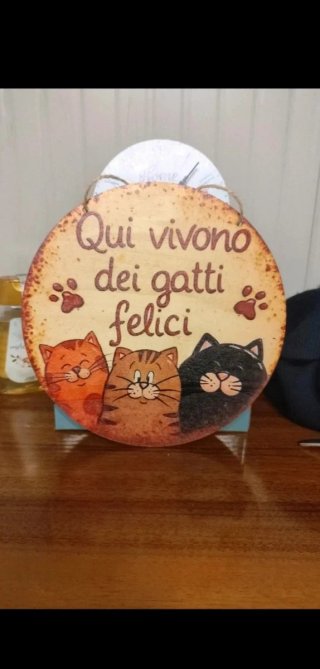 Decorazione in legno 20x 20 cm simpatica Gatti