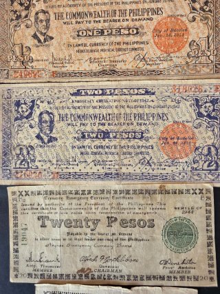 Conjunto de billetes de Filipinas 2 Guerra Mundial