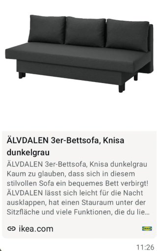 Sofá Cama ÄLVDALEN 3 Plazas Gris Oscuro