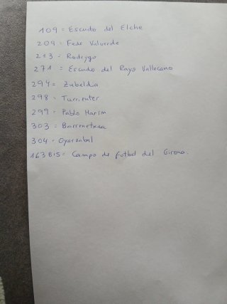 Cartas Adrenalyn que me faltan