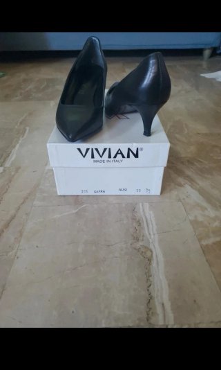 Décolleté Vivian Vera Pelle Nera Tacco Medio Tg 39