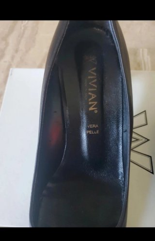 Décolleté Vivian Vera Pelle Nera Tacco Medio Tg 39