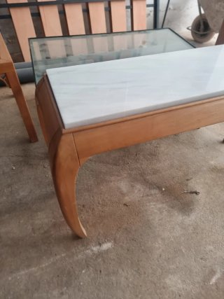 Mesa recibidor mármol y madera