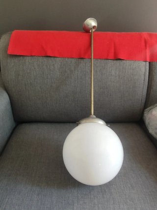 Lampadario vintage vetro opalino bianco