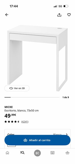 Escritorio MICKE Blanco 73x50 cm