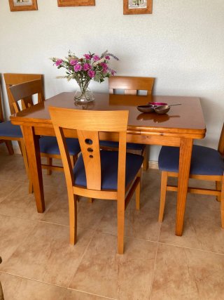 Mesa de comedor y 6 sillas de madera