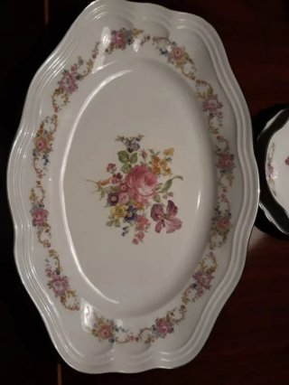 Vajilla Bidasoa Flores Borde Plata