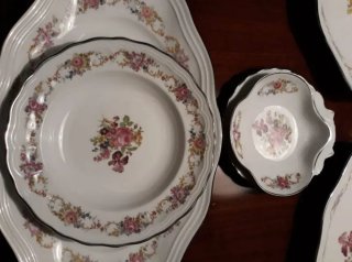 Vajilla Bidasoa Flores Borde Plata