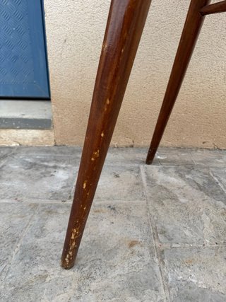 Mesa redonda madera y cristal años 70