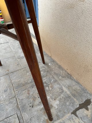Mesa redonda madera y cristal años 70