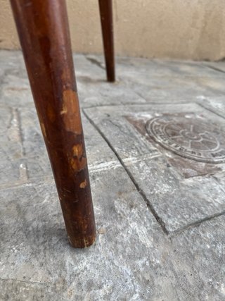 Mesa redonda madera y cristal años 70