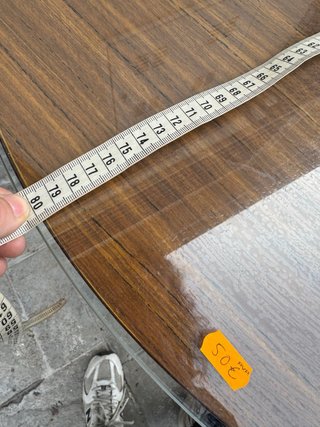 Mesa redonda madera y cristal años 70