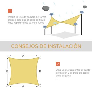 Toldo Vela Rectangular 6x4m Beige