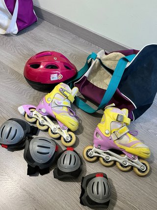 Patines en línea niña talla 34 + protecciones