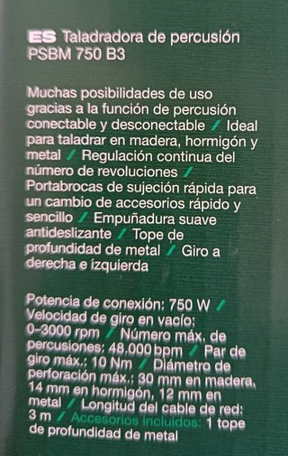 Taladro percutor Parkside 750W nuevo