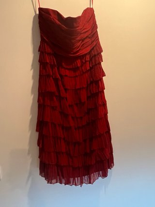 Vestido de fiesta Amitié rojo volantes