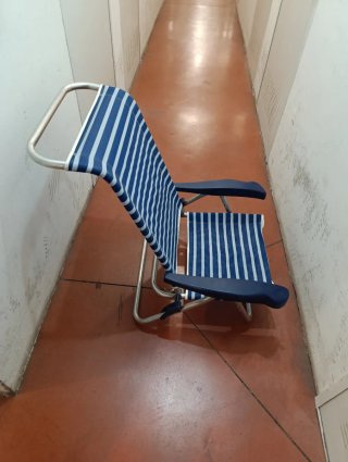 Silla Playa/Piscina Plegable Rayas Azul